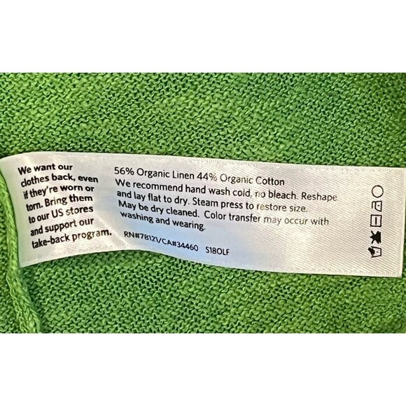 Eileen Fisher Grass Green Organic Linen Cotton Long Sleeve Tunic Sweater - Picture 5 of 10